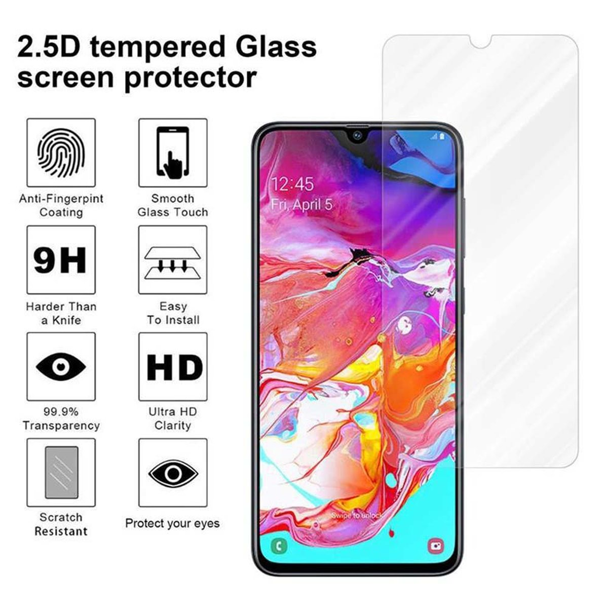 Schutzfolie(für Tempered A70s) Samsung Schutzglas / Galaxy Glas A70 CADORABO
