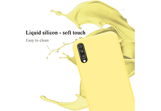 carcasa de móvil  - Funda flexible para móvil - Carcasa de TPU Silicona ultrafina CADORABO, Samsung, Galaxy A70 / A70s, liquid amarillo