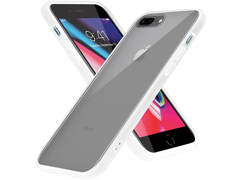 CADORABO Hülle Hybrid Matt Innenseite / Kunststoff Schutzhülle 7 Apple, PLUS, / 7S PLUS und Silikon / mit matter 6S / PLUS PLUS PLUS 6 Backcover, TPU iPhone 8 Rückseite, Transparent