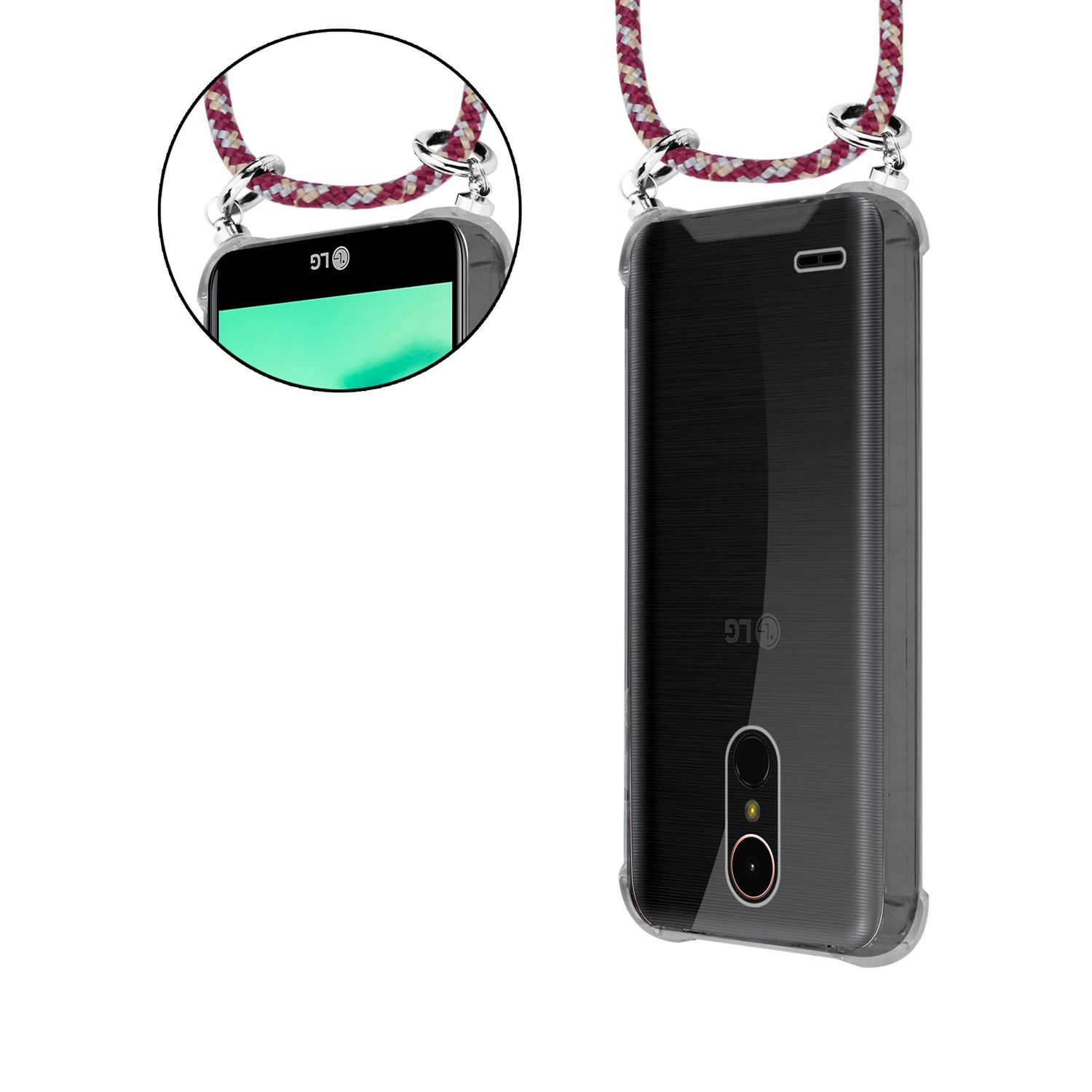 Handyhülle mit Lanyard, Nahaufnahme des Telefonbildschirms. Die Handyhülle ist transparent. Hintergrund: weiß.