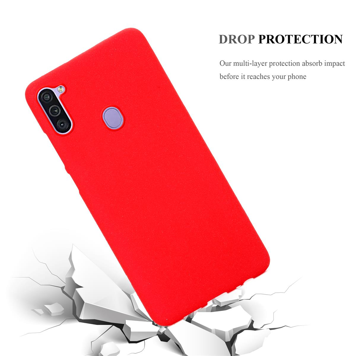 Backcover, Samsung, CADORABO Schutzhülle, FROST Frosted M11, A11 ROT Galaxy TPU /