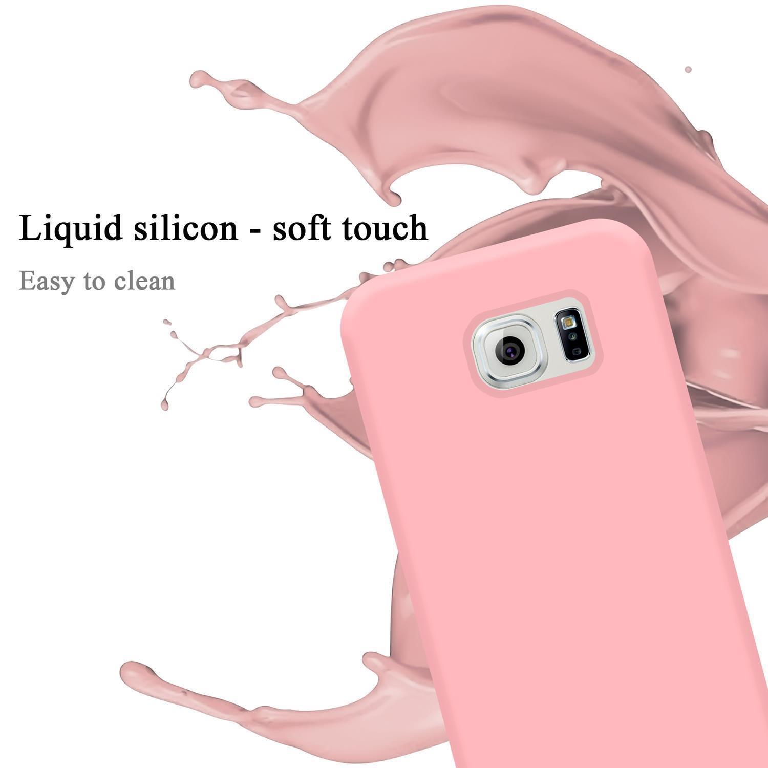 im CADORABO S6 EDGE Style, LIQUID Galaxy Case Liquid PINK Backcover, PLUS, Hülle Silicone Samsung,