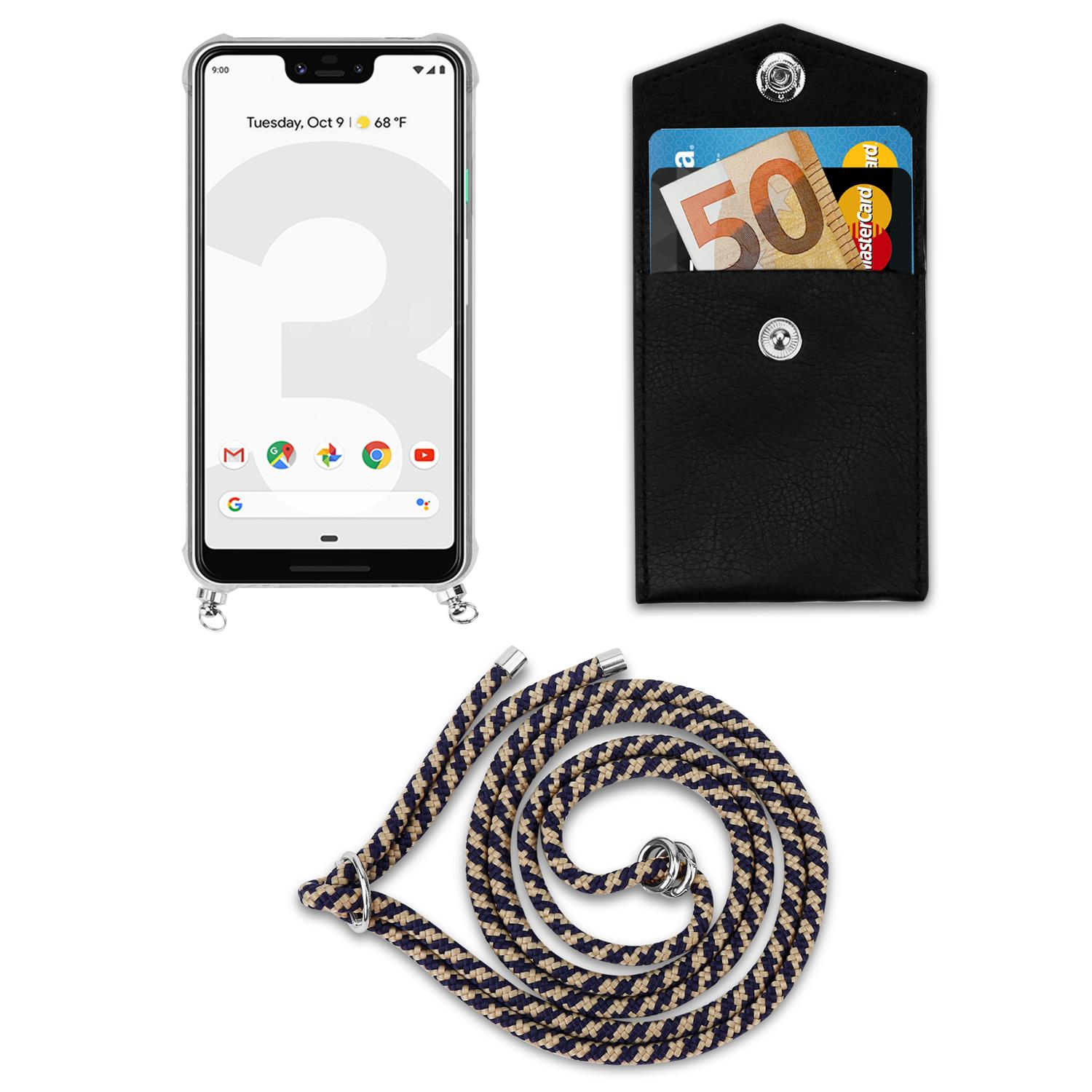 CADORABO Handy Kette mit Silber DUNKELBLAU Google, PIXEL Hülle, Kordel GELB und Band 3 abnehmbarer XL, Ringen, Backcover