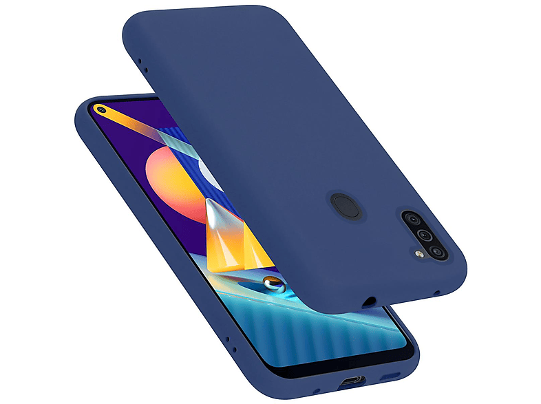 CADORABO Hülle im Liquid Silicone Case Style, Backcover, Samsung, Galaxy A11 / M11, LIQUID BLAU