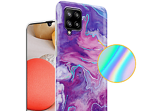 carcasa de móvil  - Funda flexible para móvil - Carcasa de TPU Silicona ultrafina CADORABO, Samsung, Galaxy A42, mármol rosa púrpura no. 19