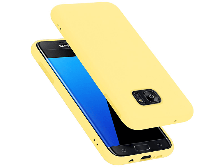 CADORABO Hülle im Liquid Silicone Case Style, Backcover, Samsung, Galaxy S7 EDGE, LIQUID GELB