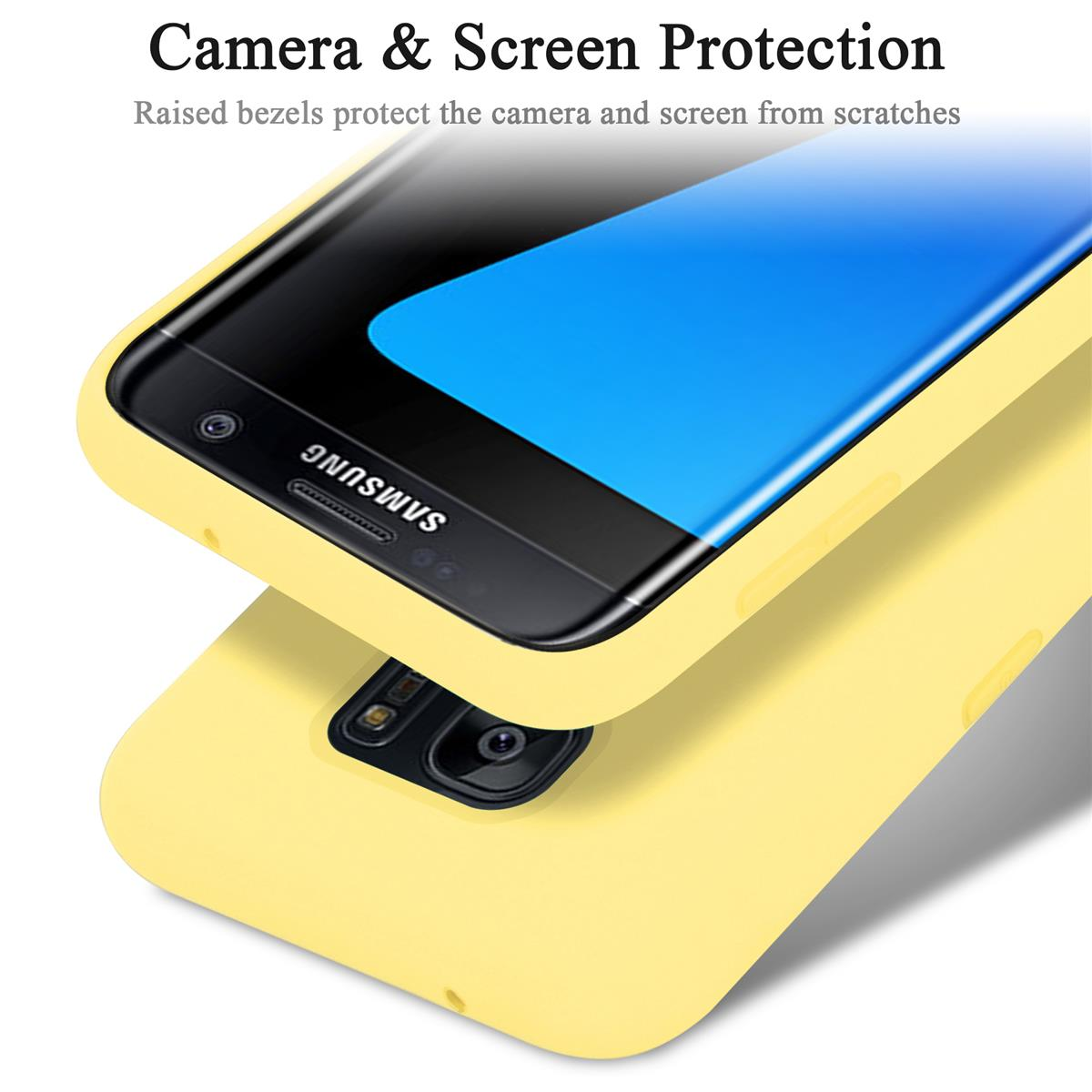 CADORABO Hülle im Liquid Silicone Galaxy S7 Case EDGE, GELB Backcover, Samsung, LIQUID Style