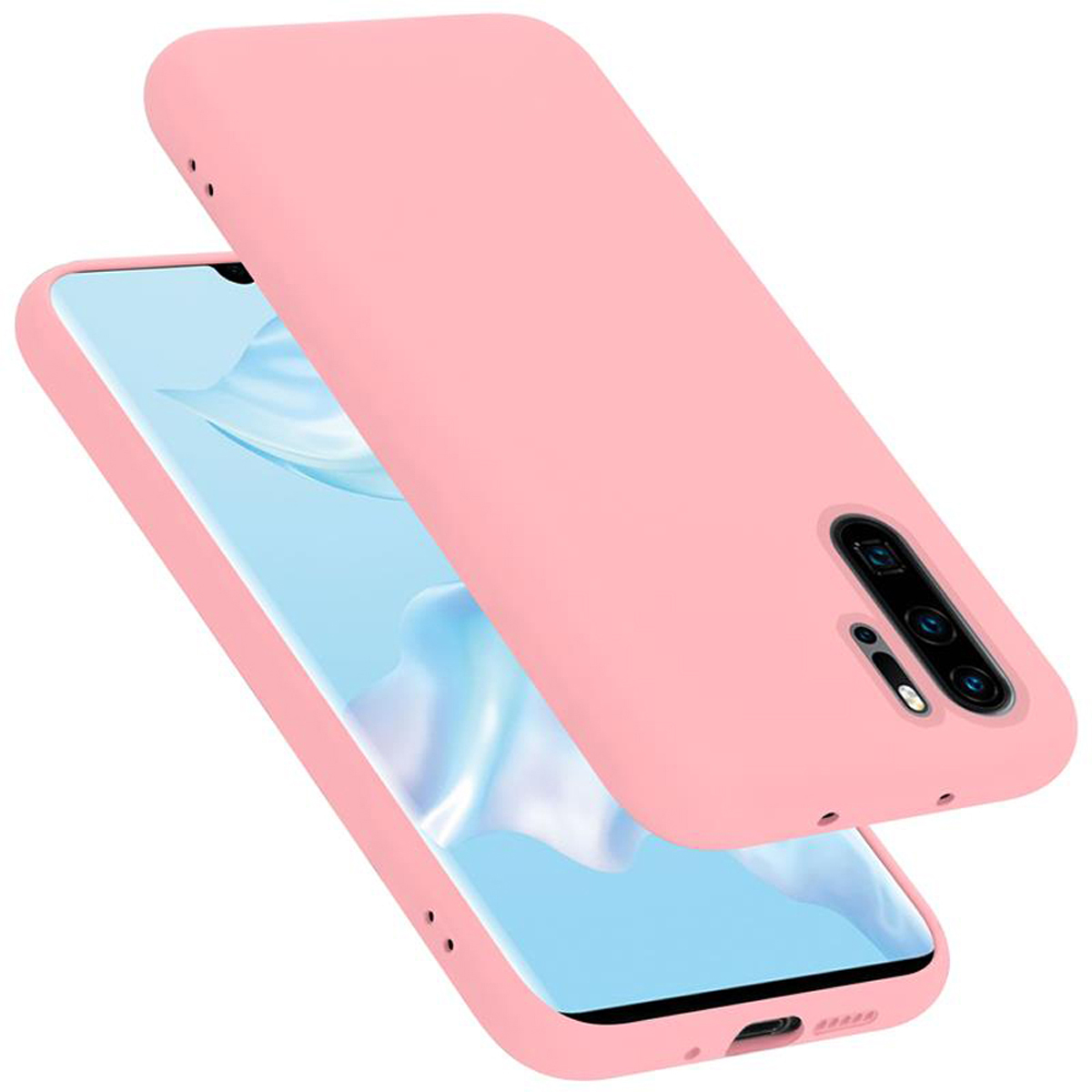 Case im Huawei, Silicone Style, CADORABO Liquid LIQUID Hülle PRO, P30 PINK Backcover,