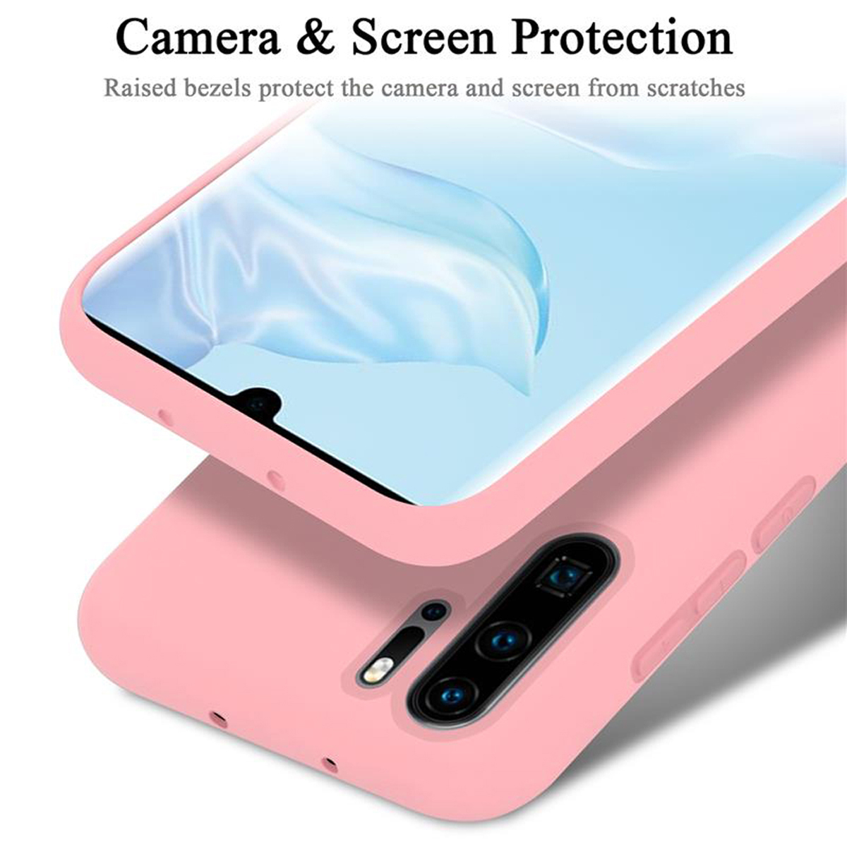 Case im Huawei, Silicone Style, CADORABO Liquid LIQUID Hülle PRO, P30 PINK Backcover,