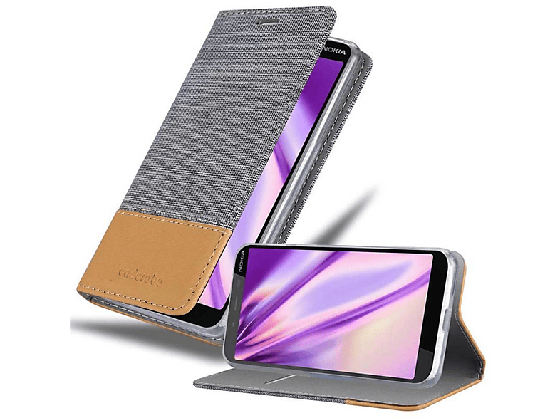 Cadorabo Custodia Libro per Nokia Lumia 929/930 in Grigio Chiaro Marrone - con Vani di Carte, Funzione Stand e Chiusura Magnetica - Portafoglio Cover Case Wallet Book Etui Protezione