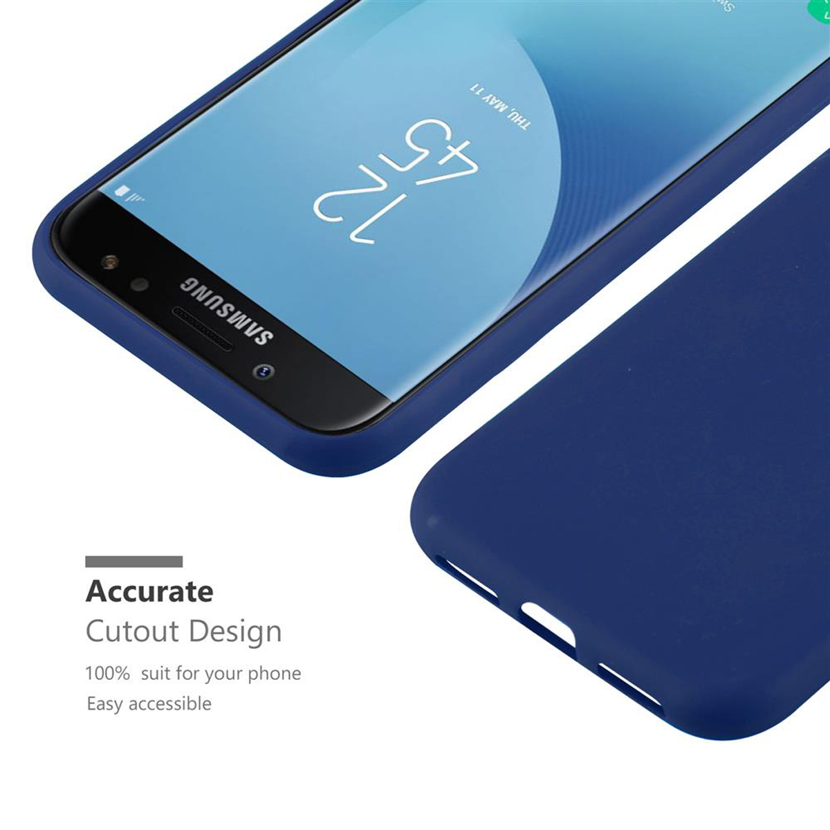 Custodia blu per telefono su un telefono Samsung. Lo schermo mostra un orologio. È visibile un'ulteriore custodia blu.