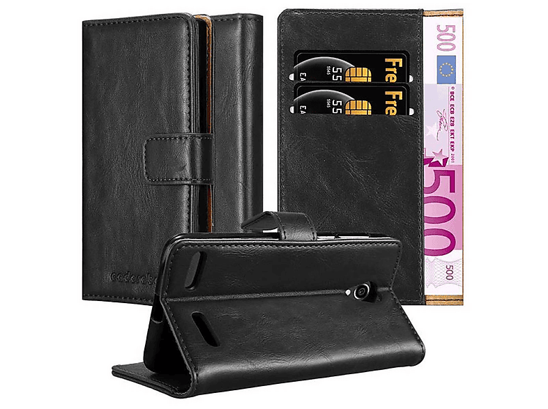 Cadorabo Custodia Libro per ZTE BLADE L7 in NERO GRAFITE - con Vani di