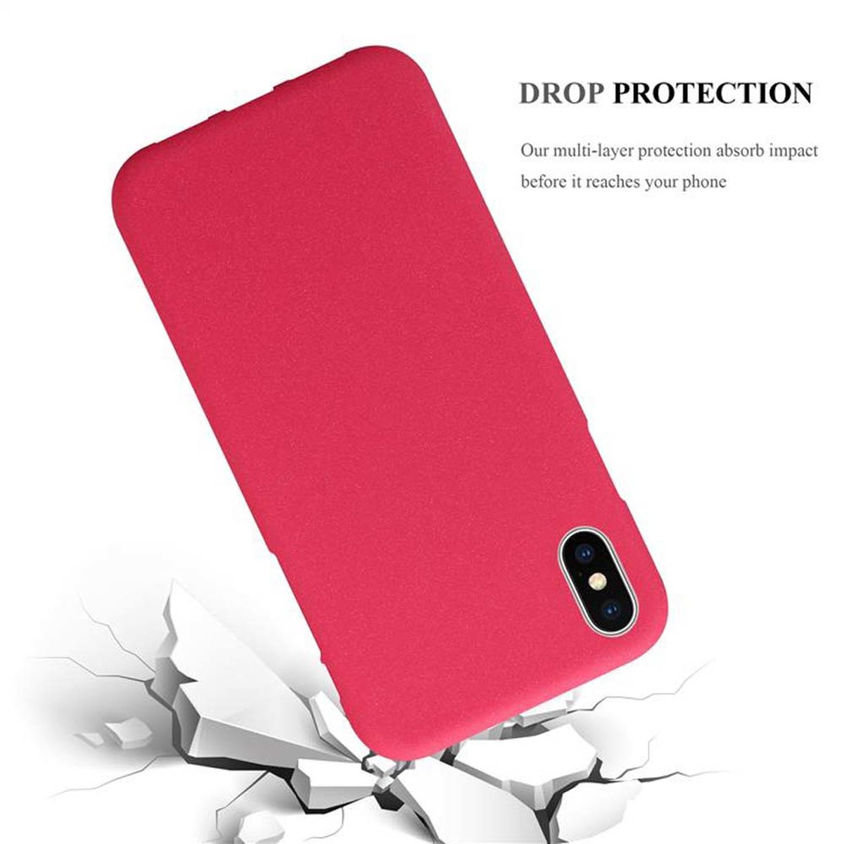 CADORABO TPU Frosted Schutzhülle, MAX, Apple, Backcover, ROT iPhone FROST XS
