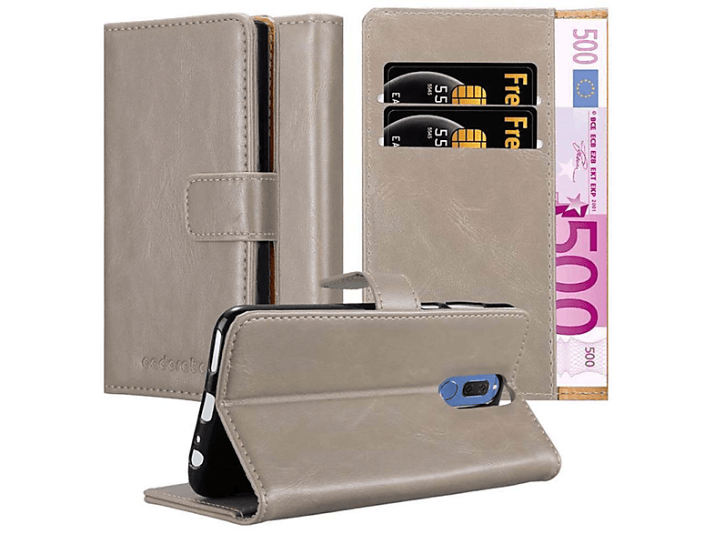 CADORABO Hülle Luxury Book Style, Bookcover, Huawei, MATE 10 LITE, CAPPUCCINO BRAUN