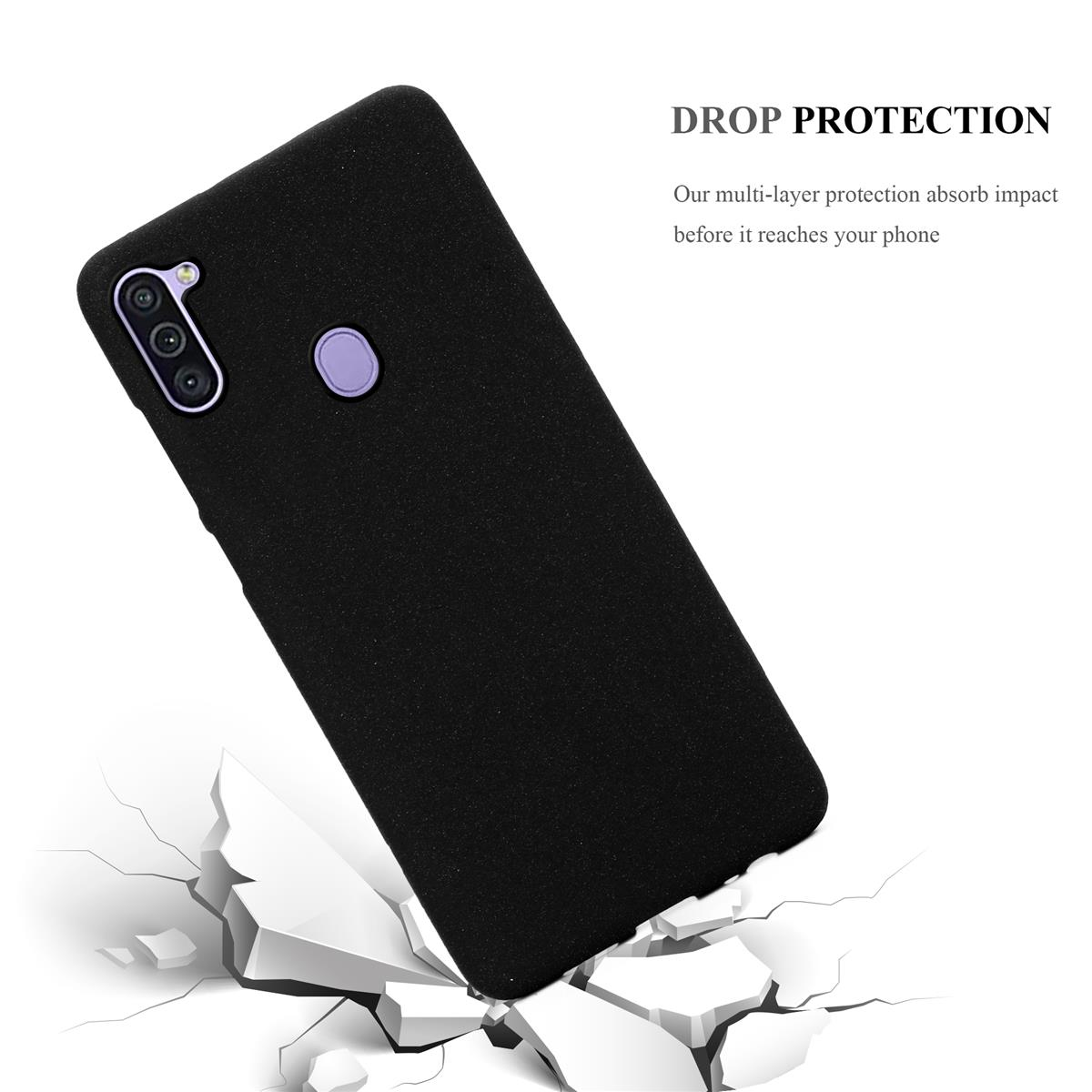 Frosted SCHWARZ / Schutzhülle, Samsung, CADORABO A11 Backcover, Galaxy TPU M11, FROST