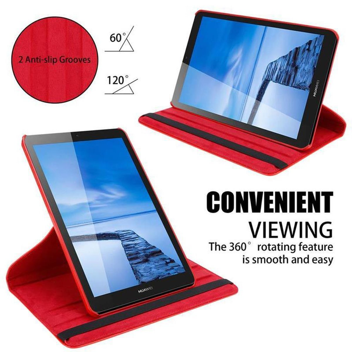 CADORABO Tablet Hülle Zoll), ROT im 7 (7.0 Bookcover, Book Style, Huawei, MediaPad MOHN T3