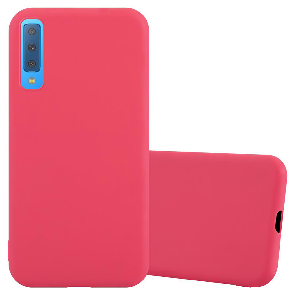 Custodia per telefono rosa. Due custodie sono mostrate su sfondo bianco.