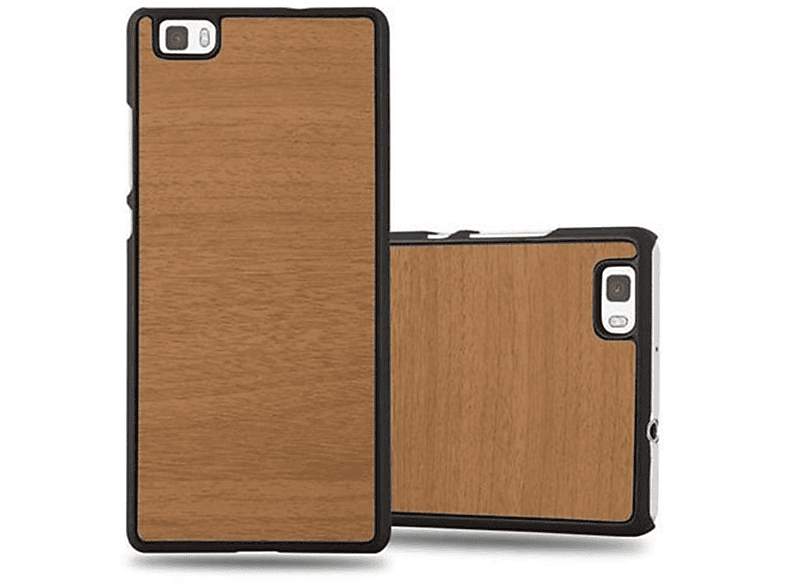 CADORABO Hülle Woody LITE BRAUN WOODY Style, P8 Case Hard Backcover, Huawei, 2015