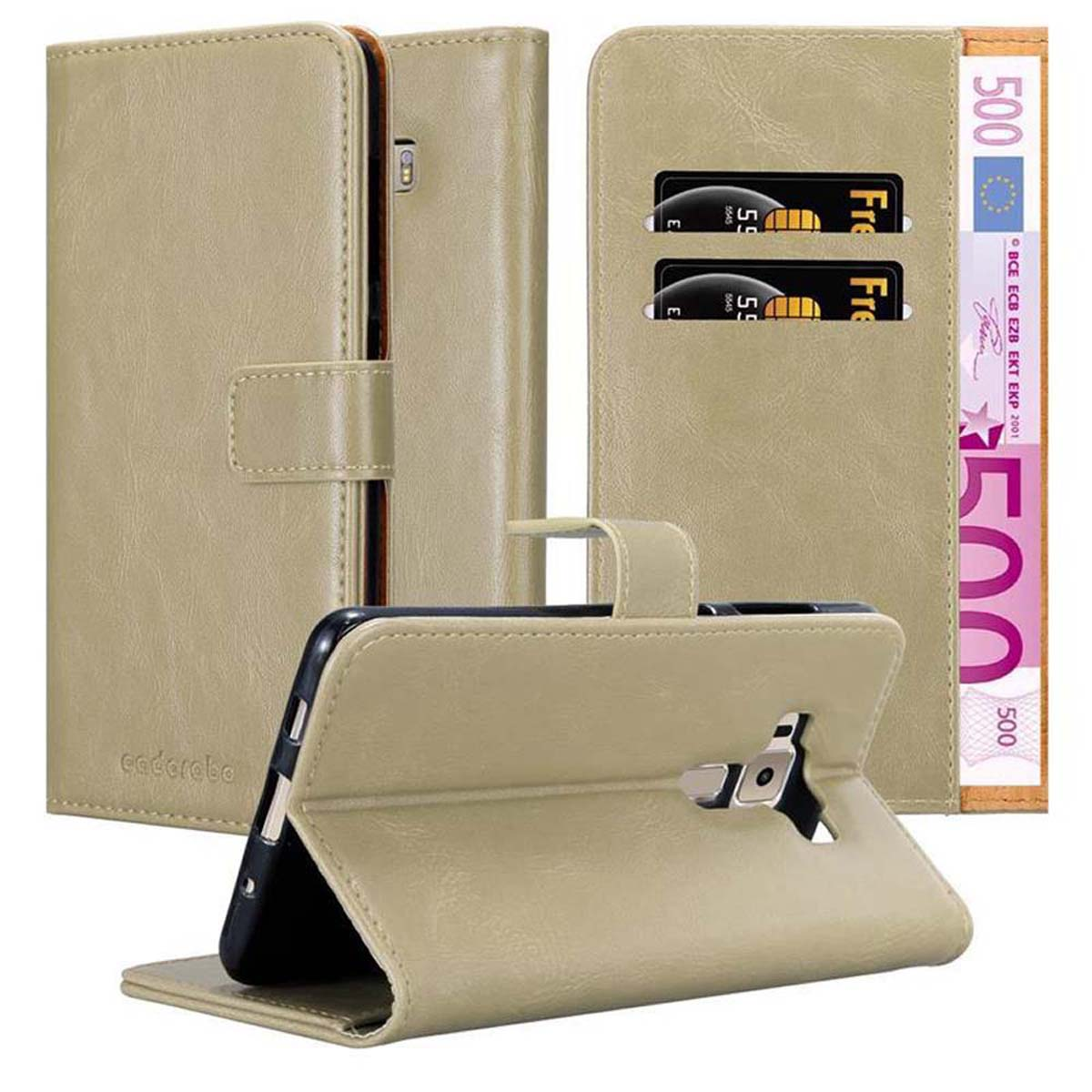 Style, DELUXE, CAPPUCCINO Bookcover, BRAUN Hülle 3 Asus, Book Luxury ZenFone CADORABO