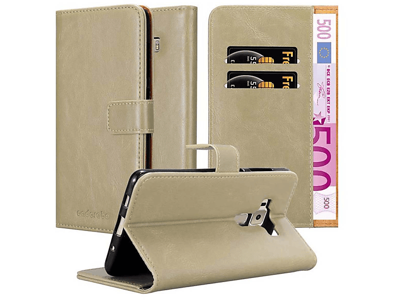 CADORABO Hülle Luxury ZenFone DELUXE, Asus, Style, CAPPUCCINO 3 BRAUN Bookcover, Book