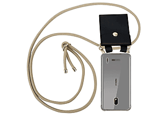 CADORABO TPU Handy Kette GOLD, Backcover, Nokia, 2,2, GLÄNZEND BRAUN