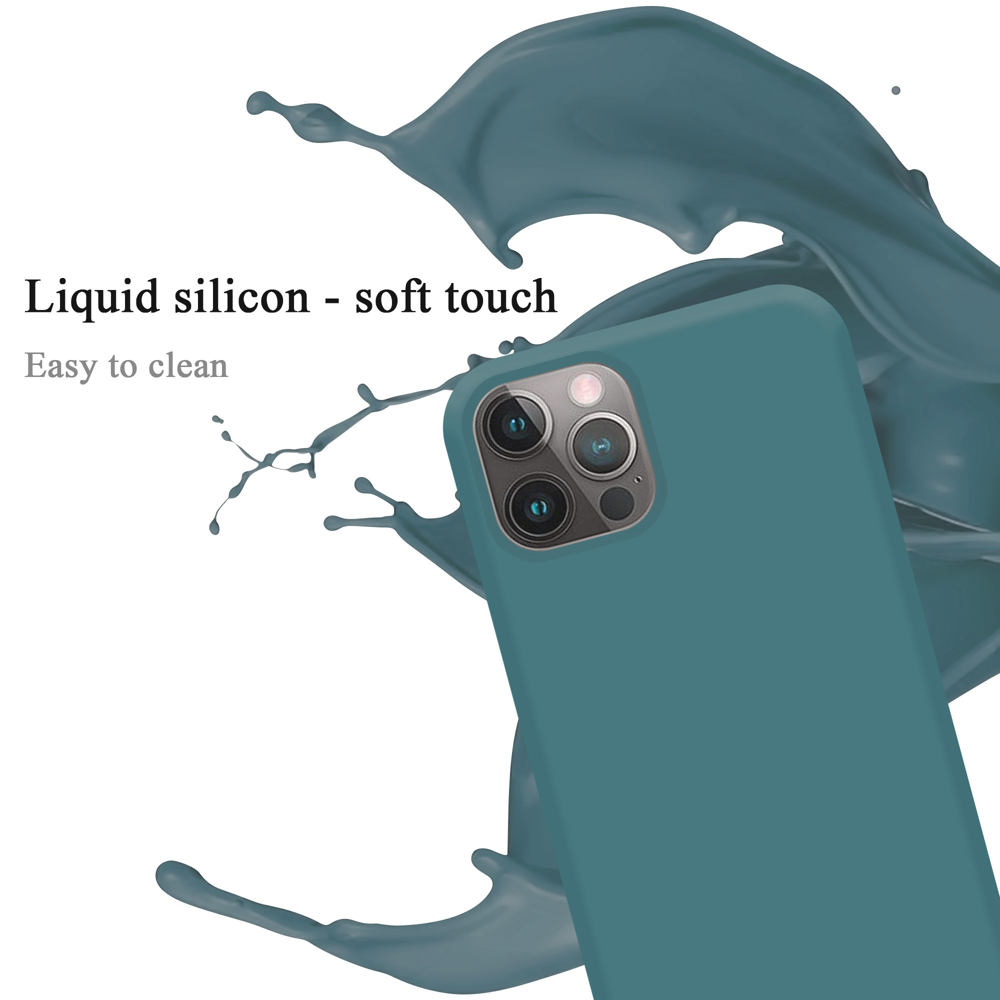 CADORABO Hülle im Liquid Silicone Apple, iPhone Backcover, Style, GRÜN LIQUID MINI, 13 Case