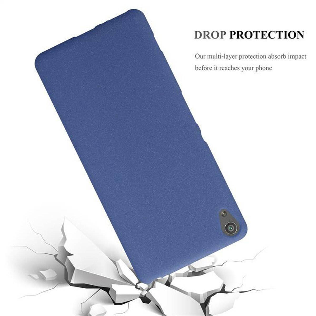 CADORABO TPU Frosted Schutzhülle, Backcover, Xperia BLAU XA, DUNKEL FROST Sony