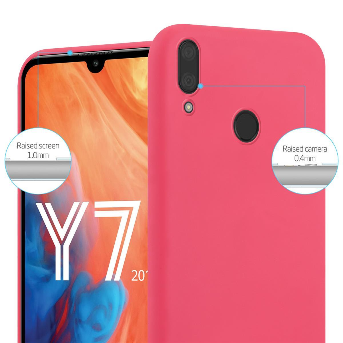 Telefono rosa con custodia, mostra i dettagli della fotocamera e dello schermo. Lo schermo è rialzato di 1,0 mm.