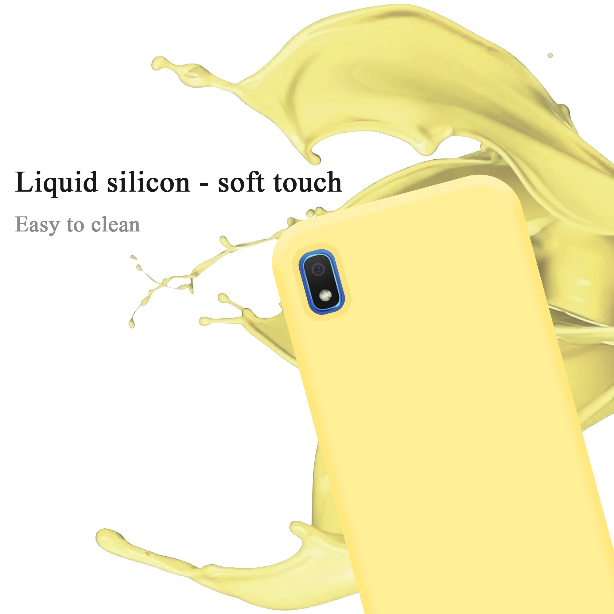 CADORABO Hülle im Liquid Style, Silicone GELB / Galaxy Backcover, A10 Case LIQUID M10, Samsung