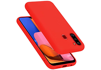 carcasa de móvil  - Funda flexible para móvil - Carcasa de TPU Silicona ultrafina CADORABO, Samsung, Galaxy A21, liquid rojo