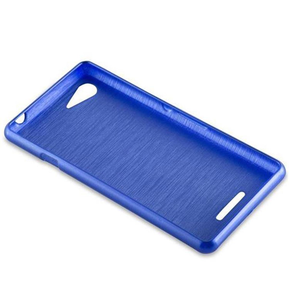 Una custodia per telefono blu.