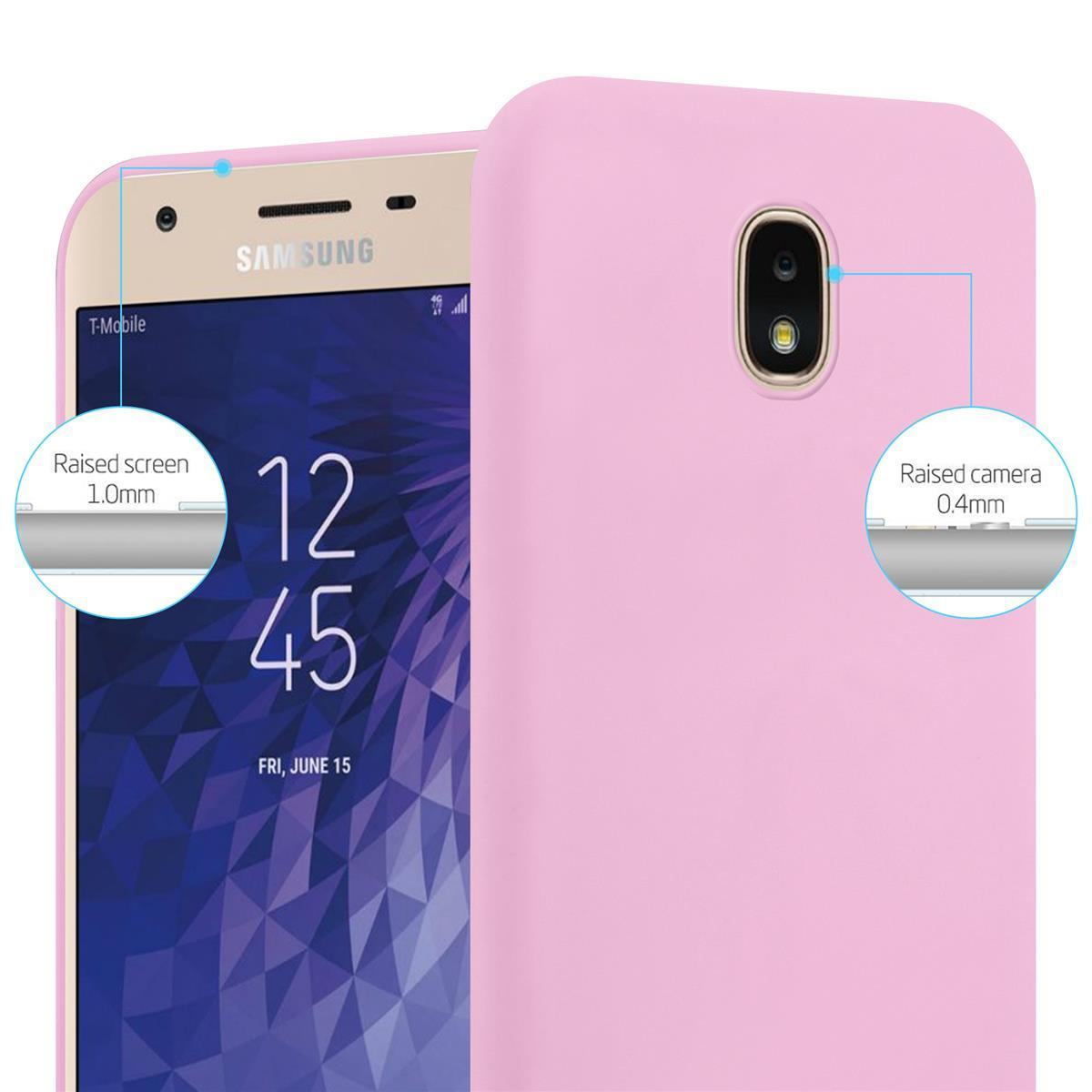 Samsung, J3 Backcover, CADORABO 2018, Hülle TPU im Galaxy Style, ROSA CANDY Candy