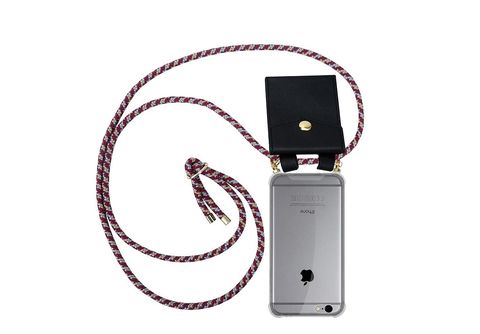 Funda - Funda con cadena para móvil con anillas doradas, correa de cordón y  funda desmontable CADORABO, Apple, iPhone 6 / 6S, ROJO AMARILLO BLANCO