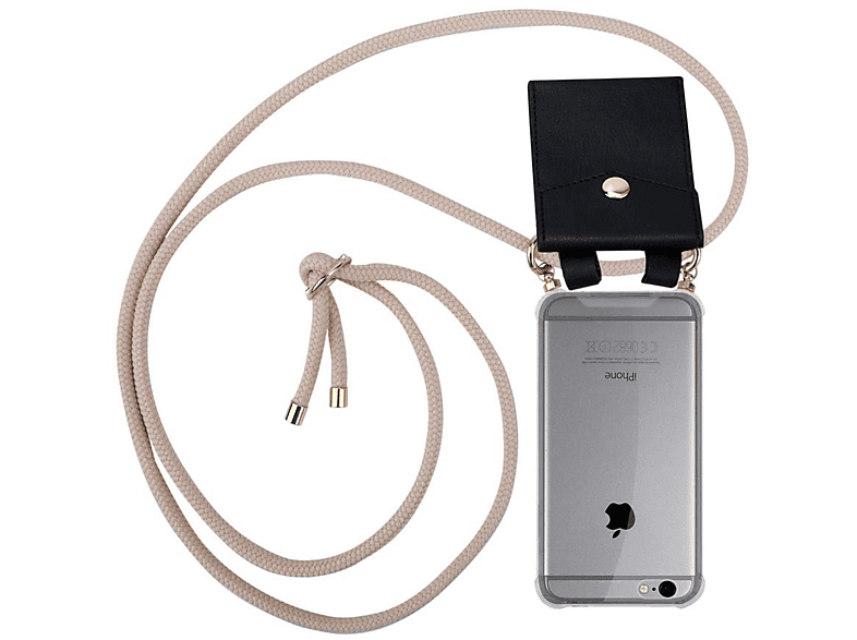 CADORABO Handy Kette Kordel mit Gold ROSÉGOLD Band PLUS, abnehmbarer PLUS und Ringen, PERLIG Backcover, / Hülle, iPhone 6S Apple, 6