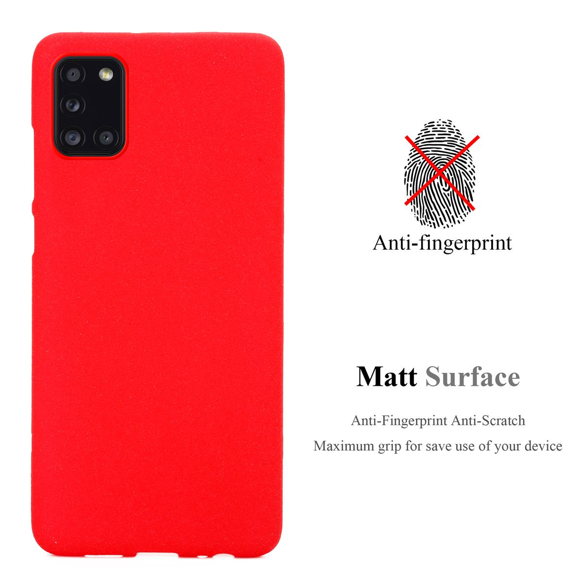 Galaxy A31, FROST Frosted Schutzhülle, CADORABO Backcover, TPU ROT Samsung,