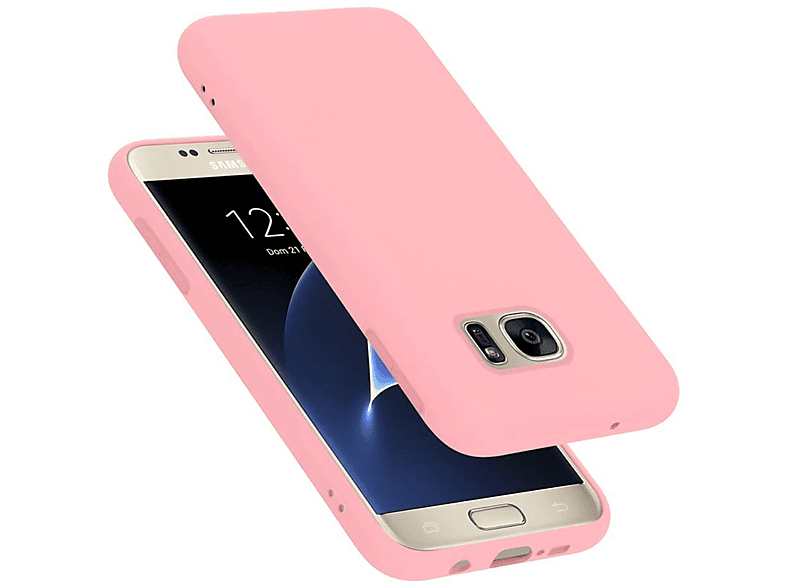CADORABO Hülle im Liquid Silicone Case Style, Backcover, Samsung, Galaxy S7, LIQUID PINK