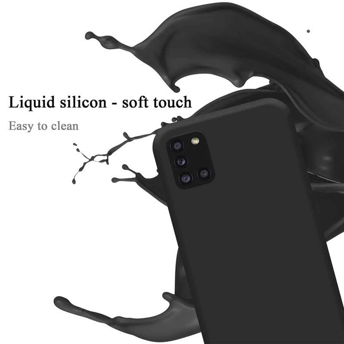 CADORABO Hülle Silicone Liquid LIQUID SCHWARZ A31, im Samsung, Backcover, Galaxy Case Style