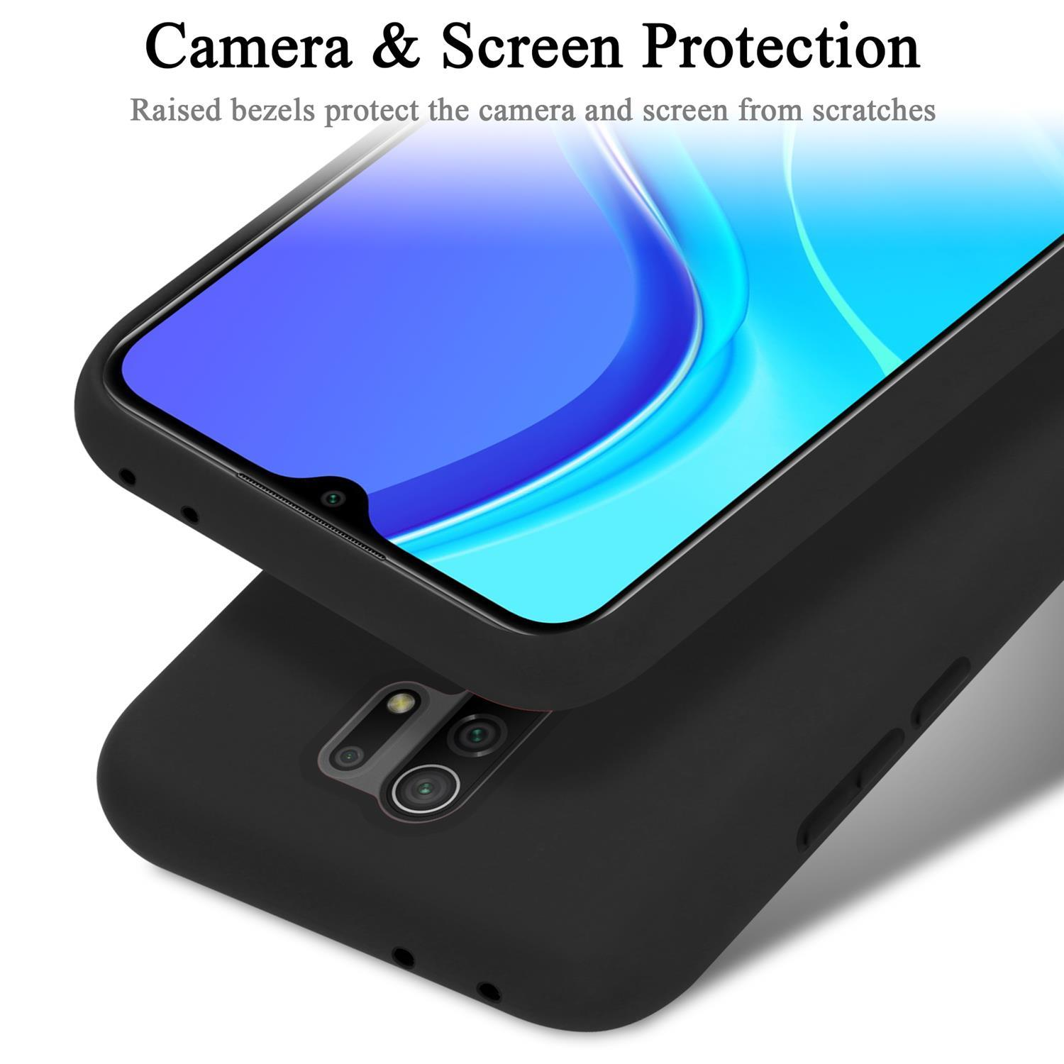 Una custodia nera per telefono con un telefono, il testo recita 'Camera & Screen Protection'.