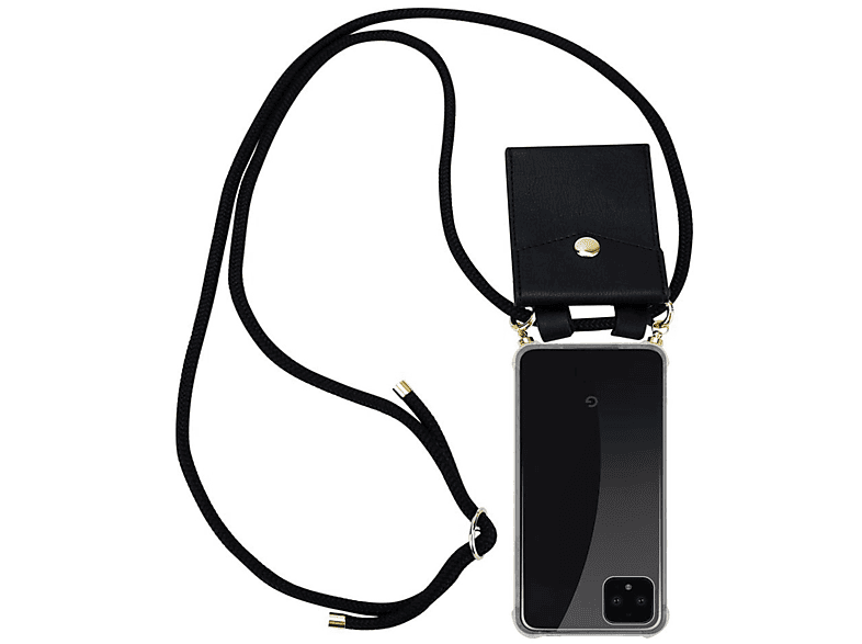 CADORABO Handy Kette mit Gold Kordel PIXEL Band Hülle, Google, abnehmbarer 4, und Backcover, Ringen, SCHWARZ