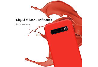 carcasa de móvil  - Funda flexible para móvil - Carcasa de TPU Silicona ultrafina CADORABO, Samsung, Galaxy S10 PLUS, liquid rojo