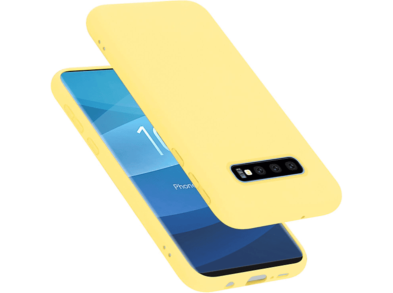 CADORABO Hülle im Liquid Silicone Case Style, Backcover, Samsung, Galaxy S10 PLUS, LIQUID GELB