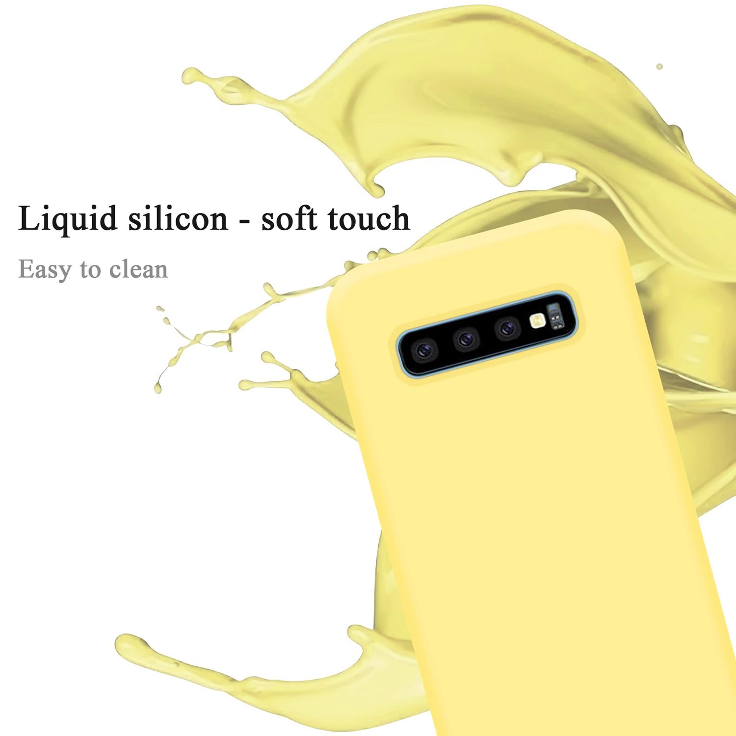 Hülle Silicone Galaxy CADORABO PLUS, im Samsung, S10 Case GELB Style, Backcover, LIQUID Liquid