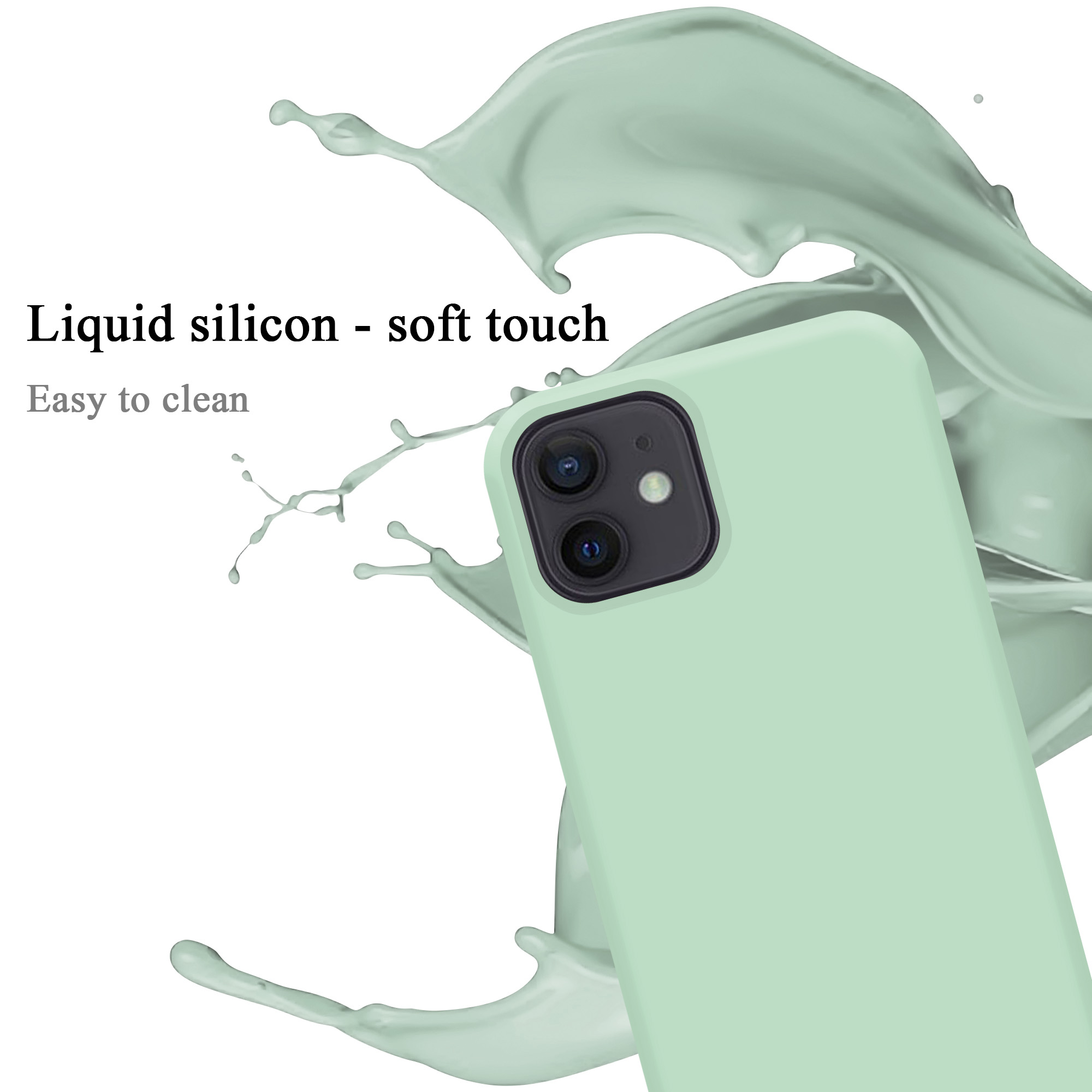 CADORABO Hülle LIQUID iPhone Style, Silicone Liquid 12 im Backcover, GRÜN Case HELL MINI, Apple