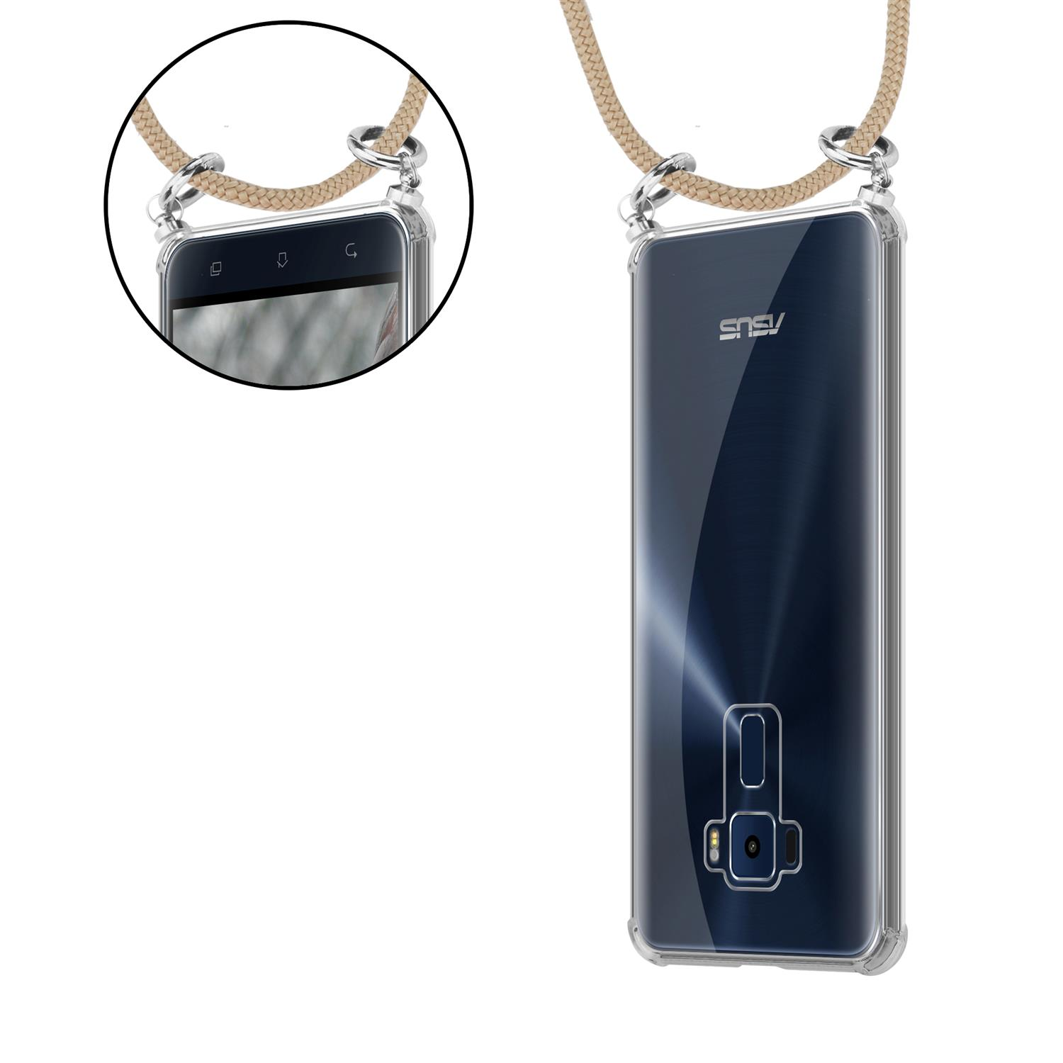 CADORABO TPU Handy Kette SILBER, Backcover, Asus, ZenFone 3 (5.2 Zoll), GLÄNZEND BRAUN