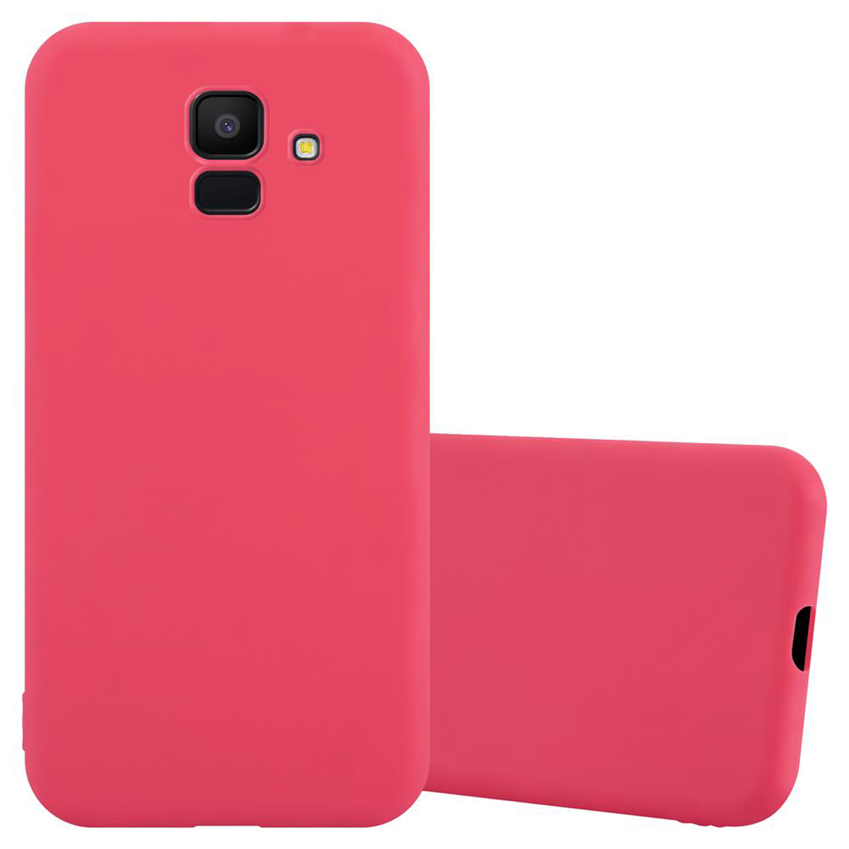 J6 Galaxy im Backcover, ROT Samsung, CANDY Hülle Style, TPU Candy CADORABO 2018,