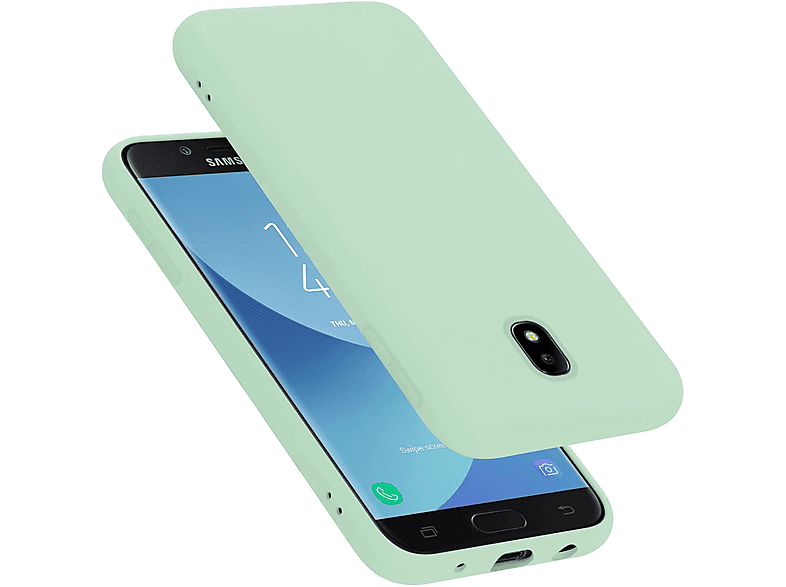 CADORABO Hülle im Liquid Silicone Case Style, Backcover, Samsung, Galaxy J7 2017, LIQUID HELL GRÜN