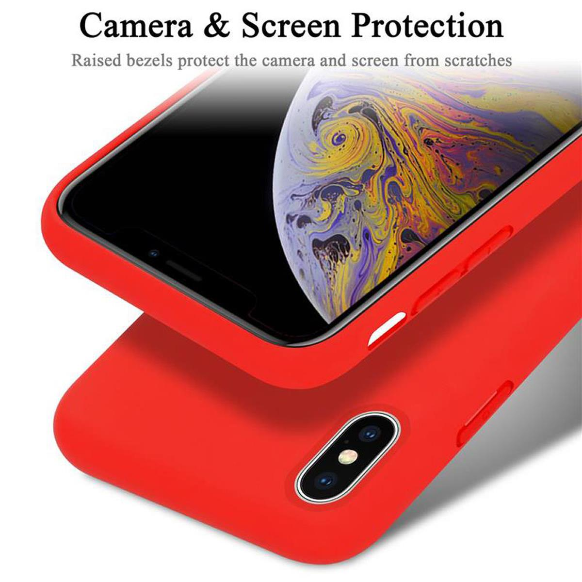 im Backcover, Style, Liquid CADORABO Silicone Hülle Case LIQUID ROT XS, iPhone X Apple, /
