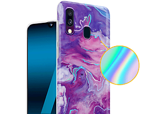 carcasa de móvil  - Funda flexible para móvil - Carcasa de TPU Silicona ultrafina CADORABO, Samsung, Galaxy A40, mármol rosa púrpura no. 19