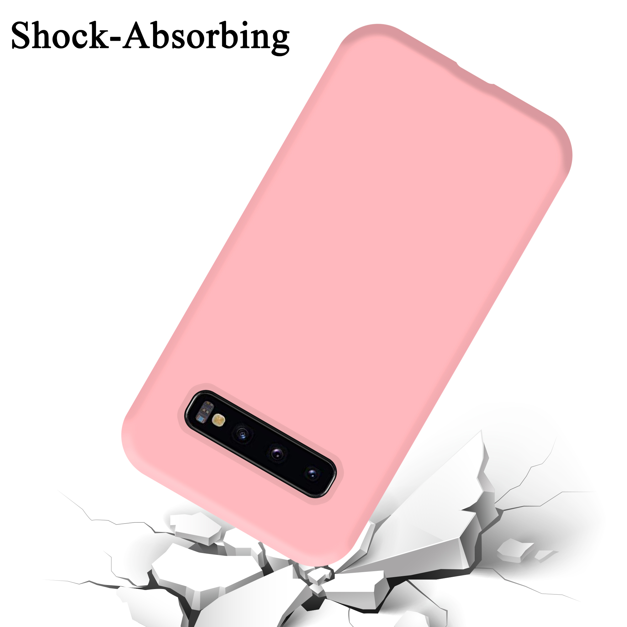 Una custodia rosa che cade, con un terreno incrinato sotto.