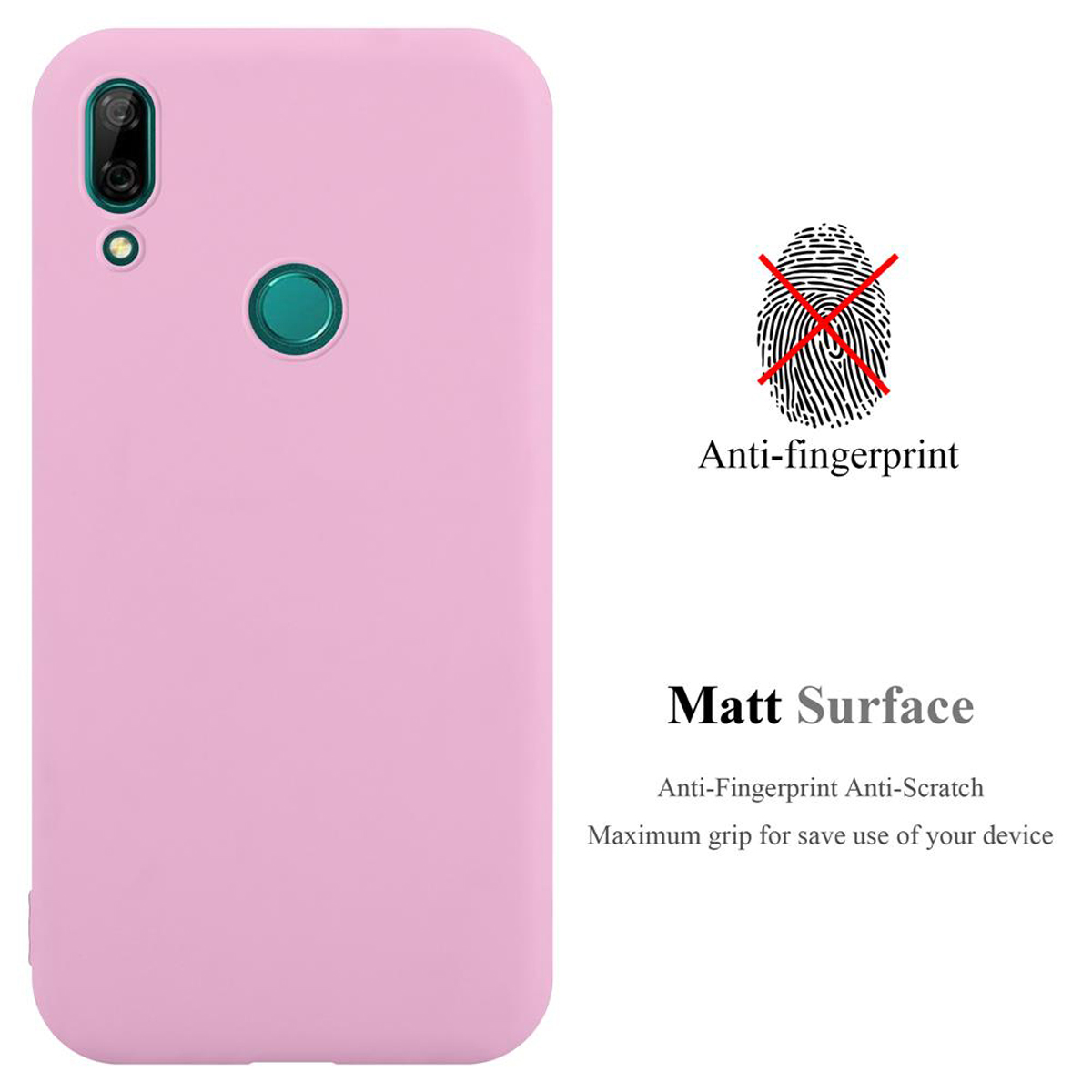 Custodia rosa con testo: anti-impronte, superficie opaca e massima presa.